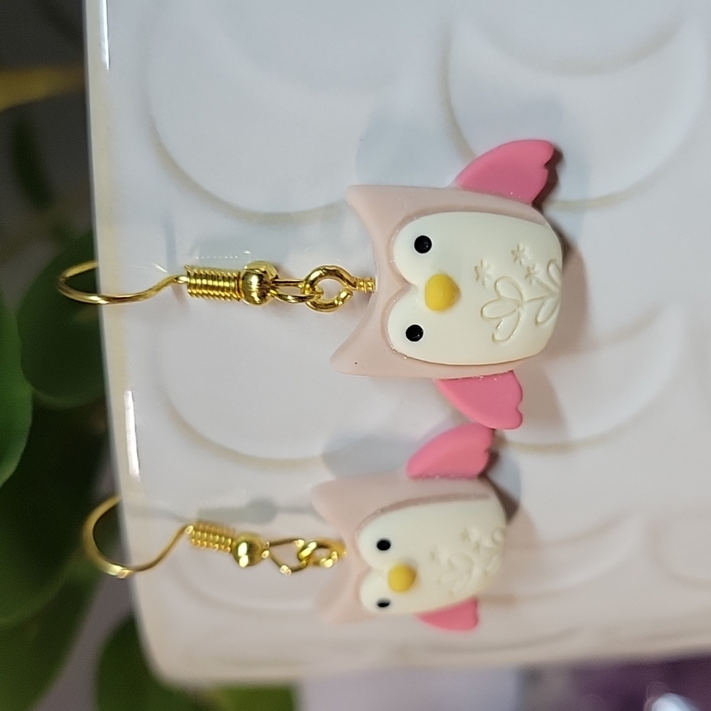 Floral Owl Drop Earrings - Picture 2 of 4